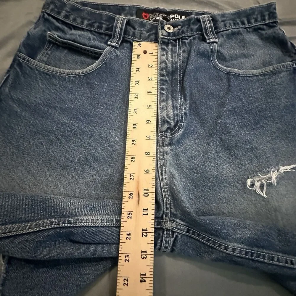Vintage Southpole Shorts Mens 34 Cut Off Jorts Faded Denim Y2K Skater Distressed